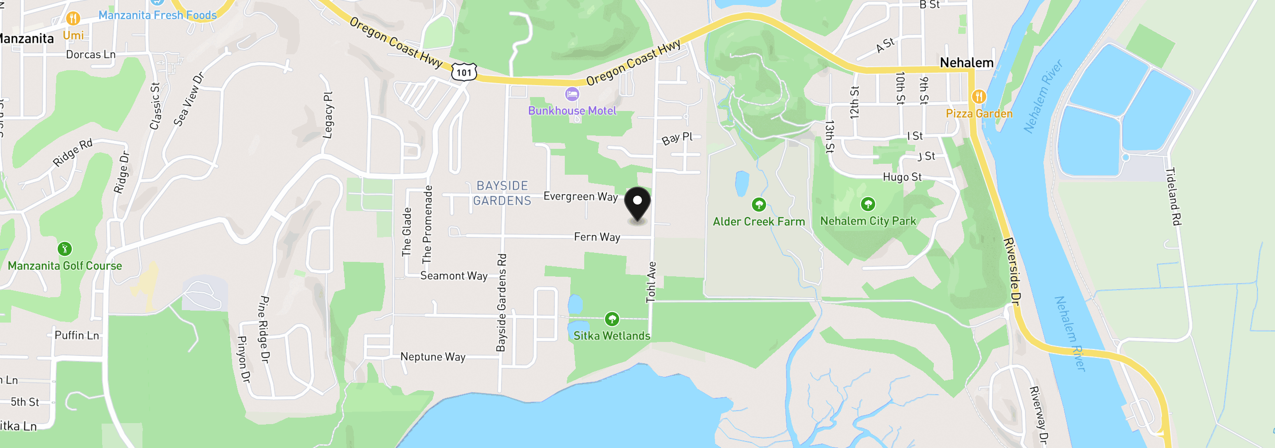 Map showing the location of 11480 Fern Way, Nehalem, OR 97131