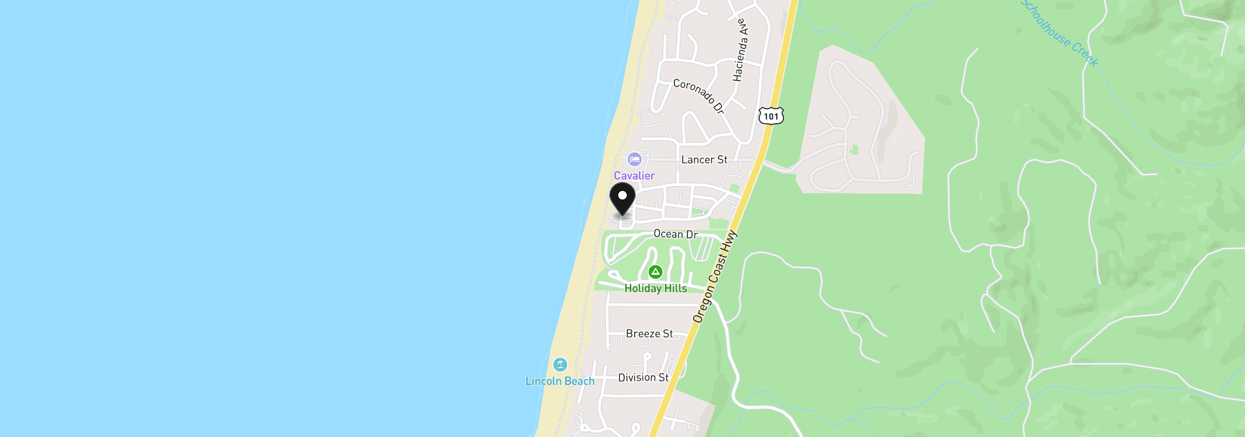 Map showing the location of 350 Bella Beach Dr, Depoe Bay, OR 97341