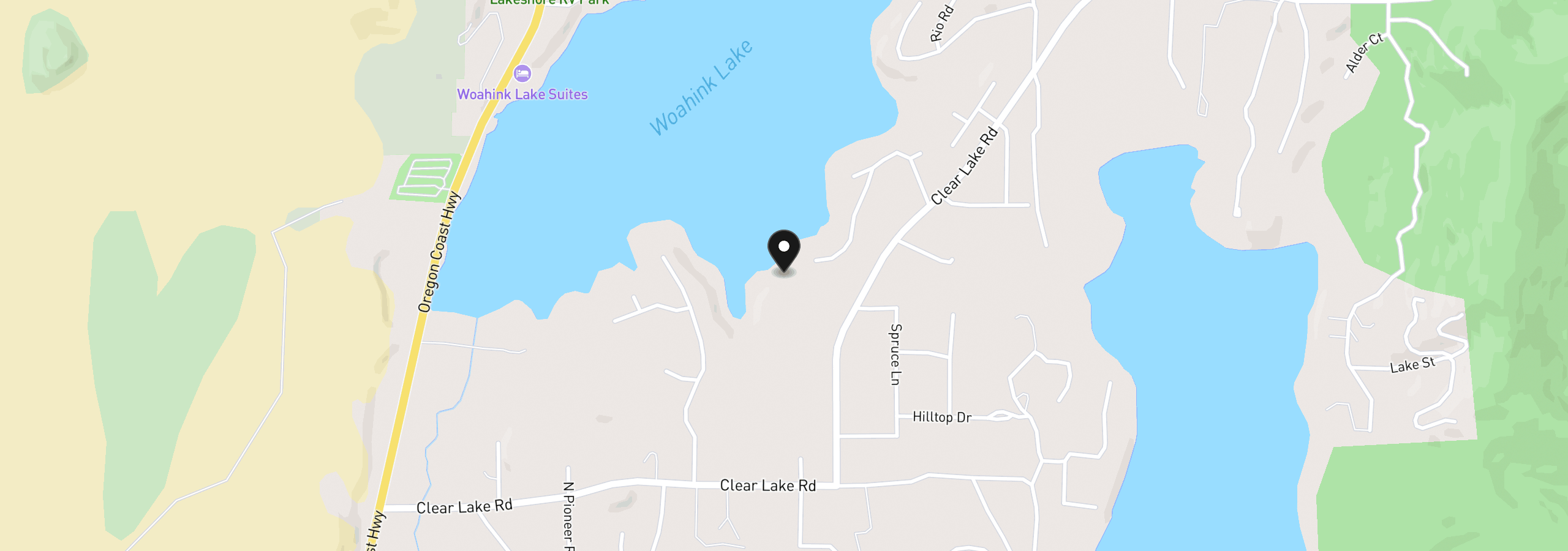 Map showing the location of 83474/83431 Woodland Ln, Florence, OR 97439