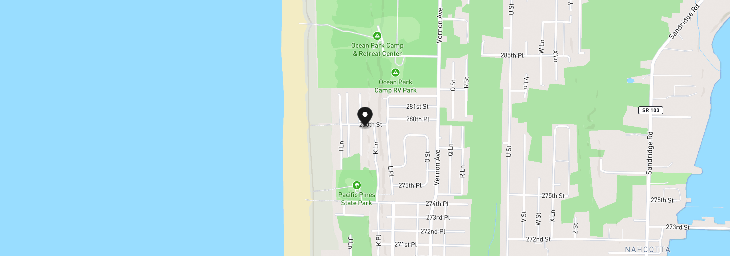 Map showing the location of 27914 K Ln, Ocean Park, Wa 98640