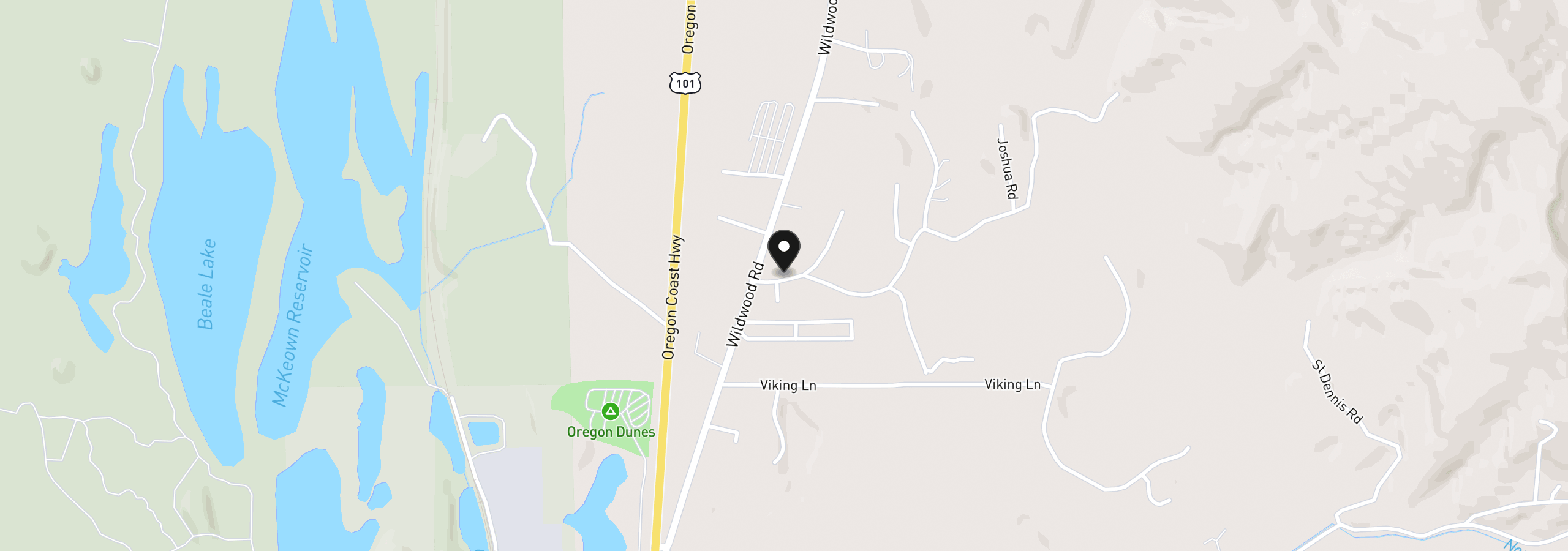 Map showing the location of 93619 Driftwood Inn Ln, North Bend, OR 97459