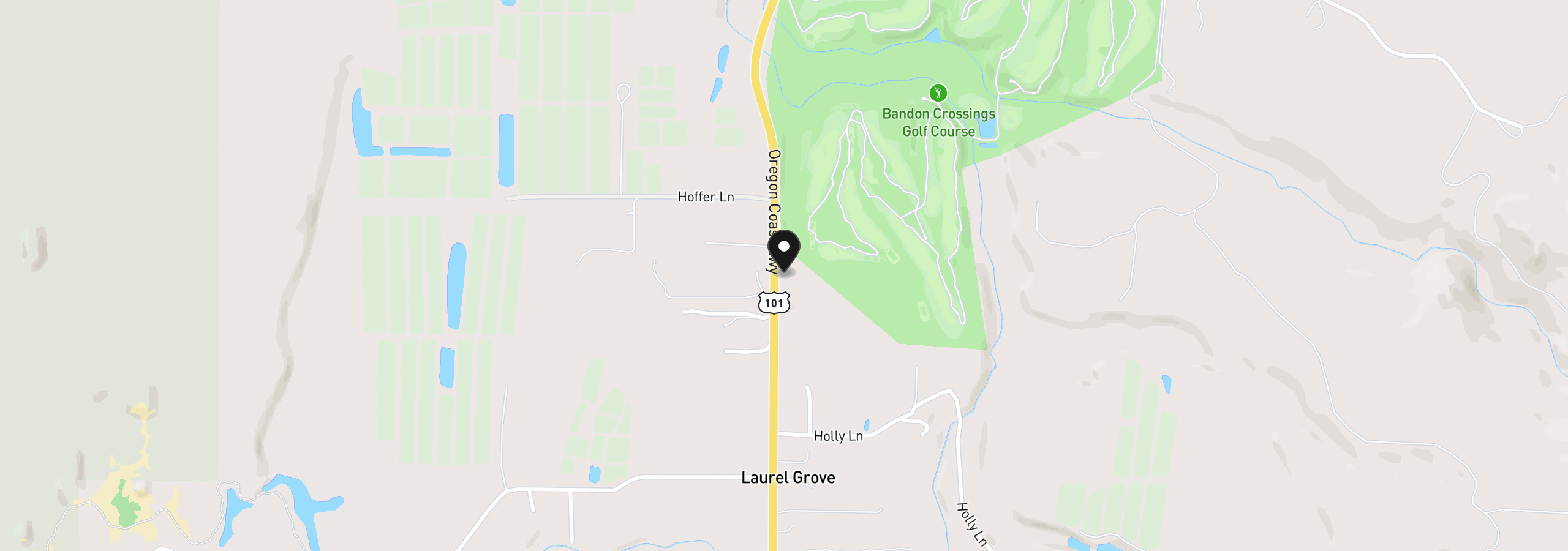 Map showing the location of 47693 Highway 101, Bandon, OR 97411