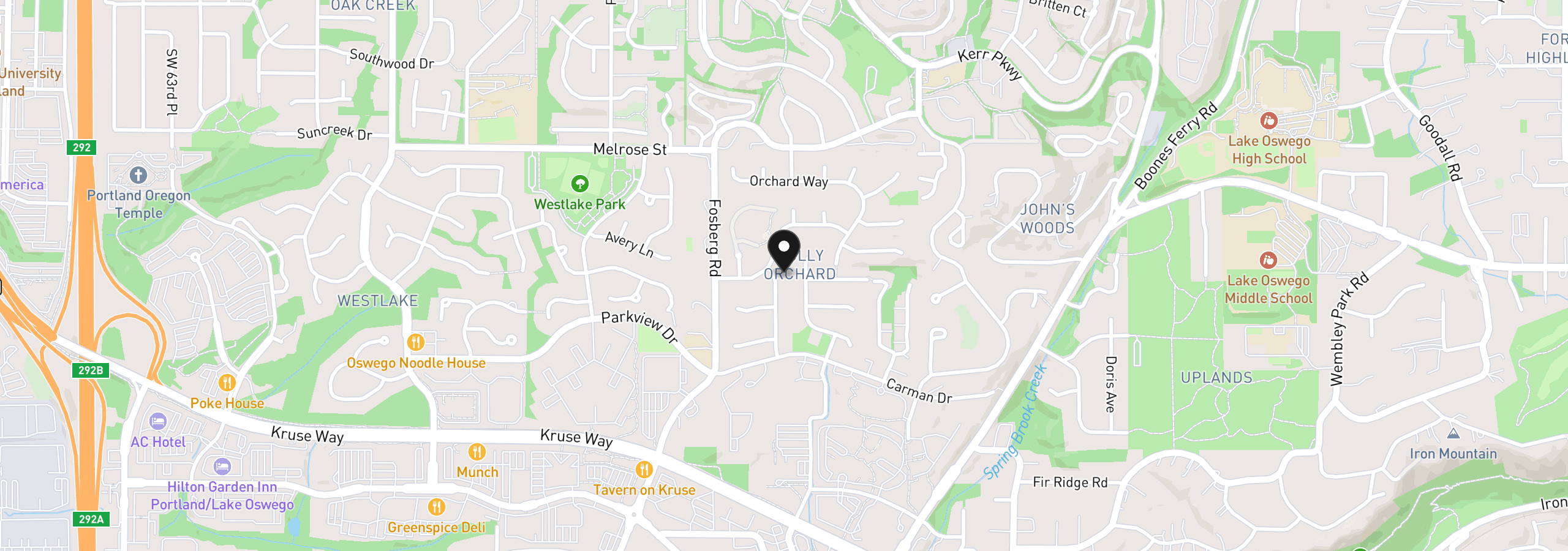 Map showing the location of 14232 Meadow Grass St, Lake Oswego, OR 97035