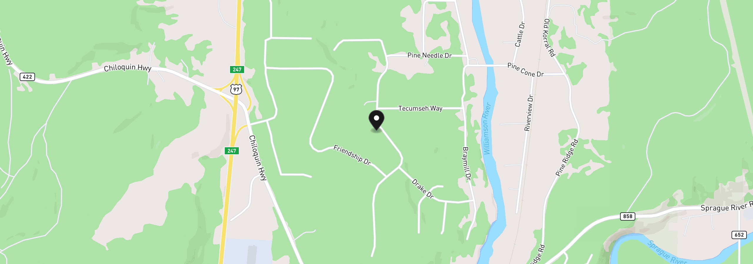 Map showing the location of Incline Dr 22, Chiloquin, OR 97624
