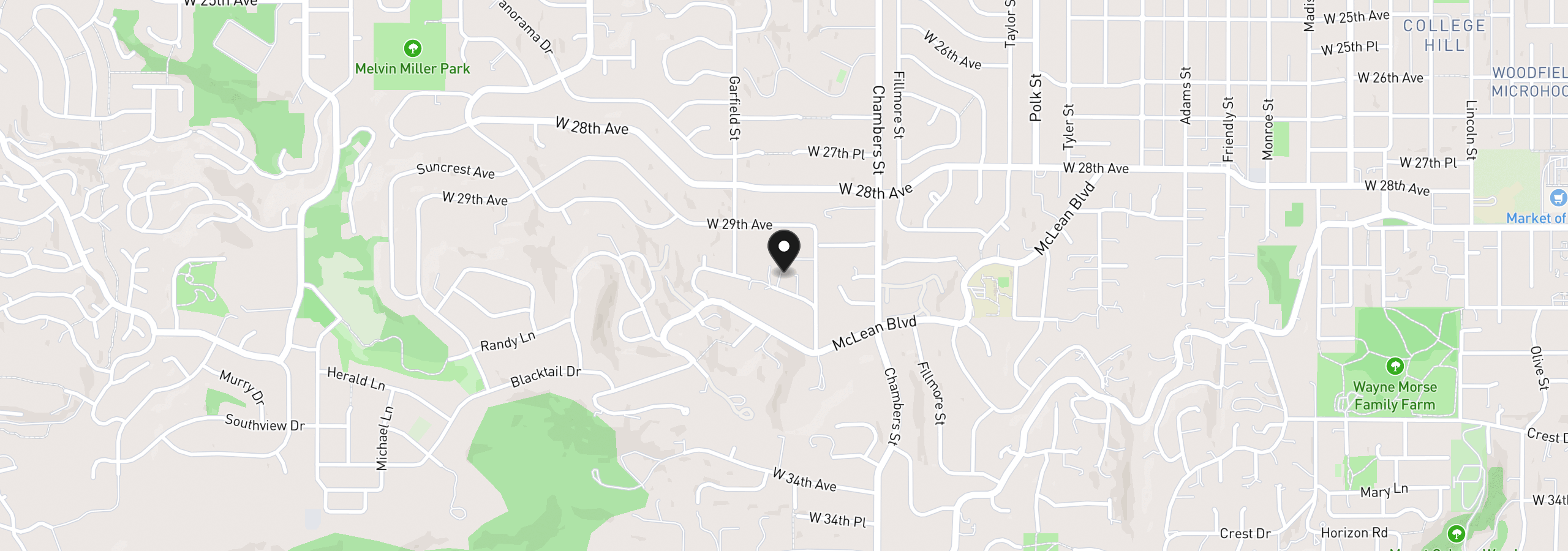 Map showing the location of 1949 Graham Dr, Eugene, OR 97405