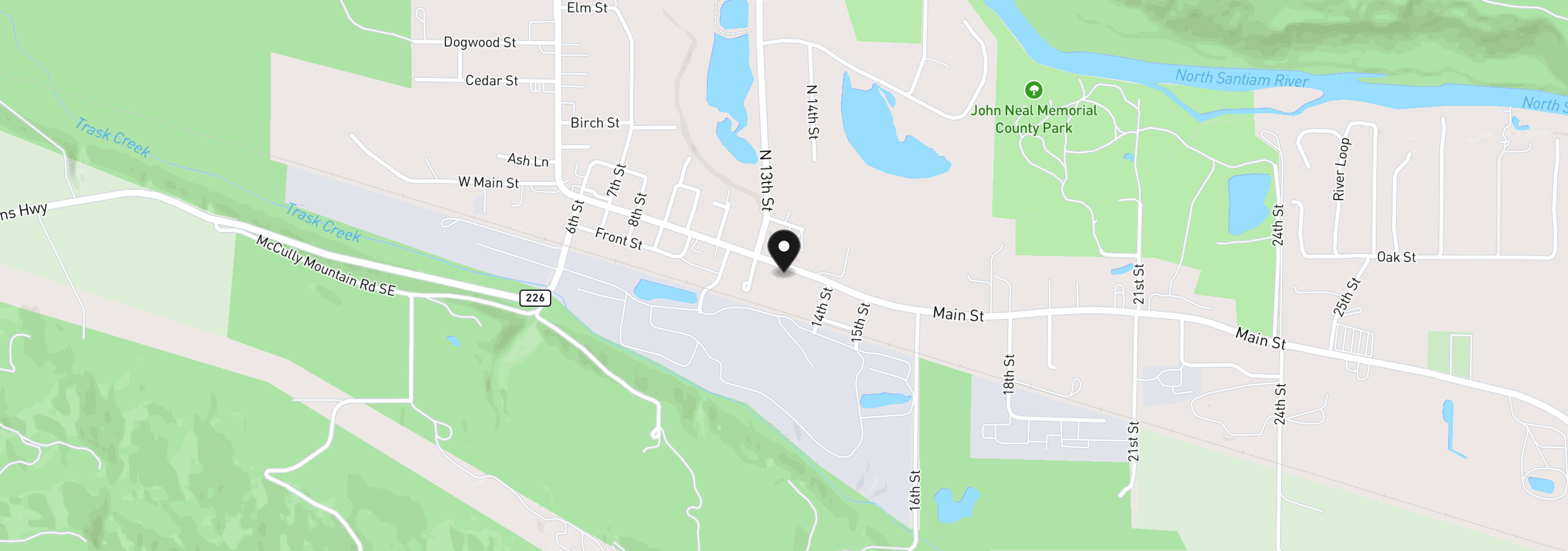 Map showing the location of 1316 Main St, Lyons, OR 97358