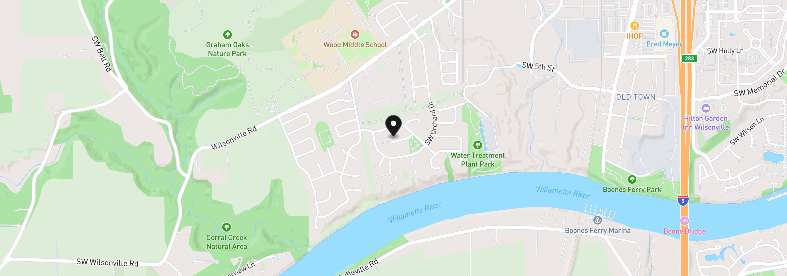 Map showing the location of 10941 SW Prestwick Ct, Wilsonville, OR 97070