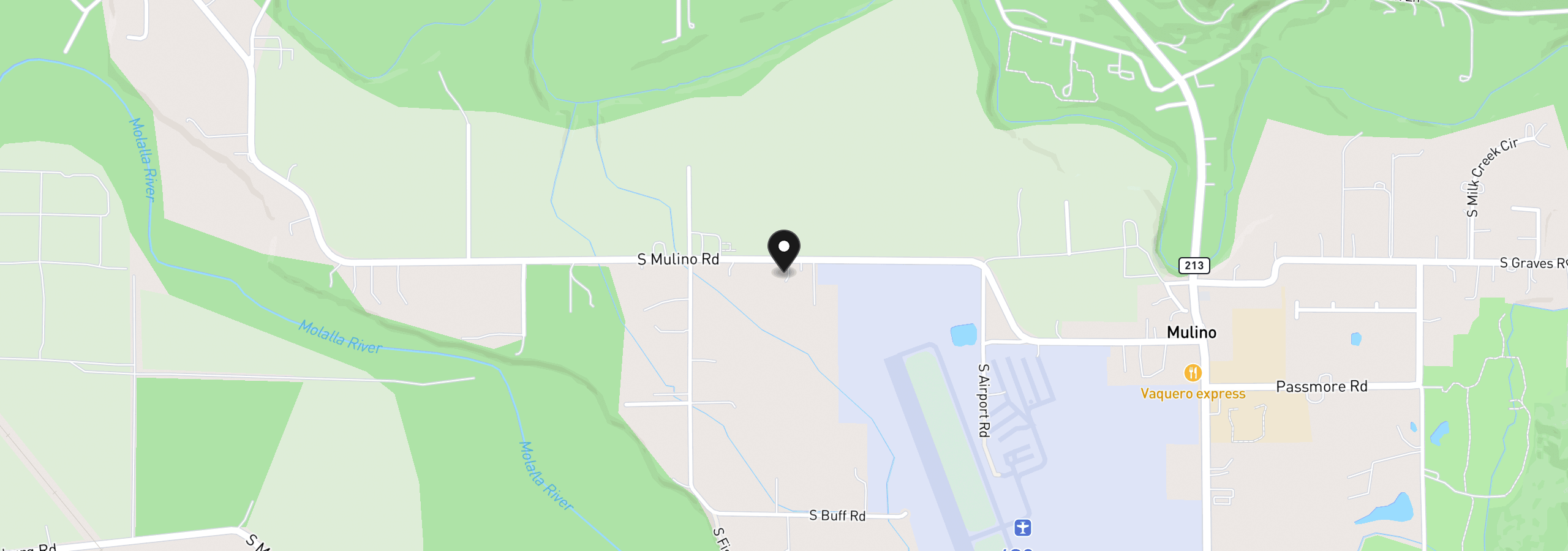 Map showing the location of 13182 S Mulino Rd, Mulino, OR 97042