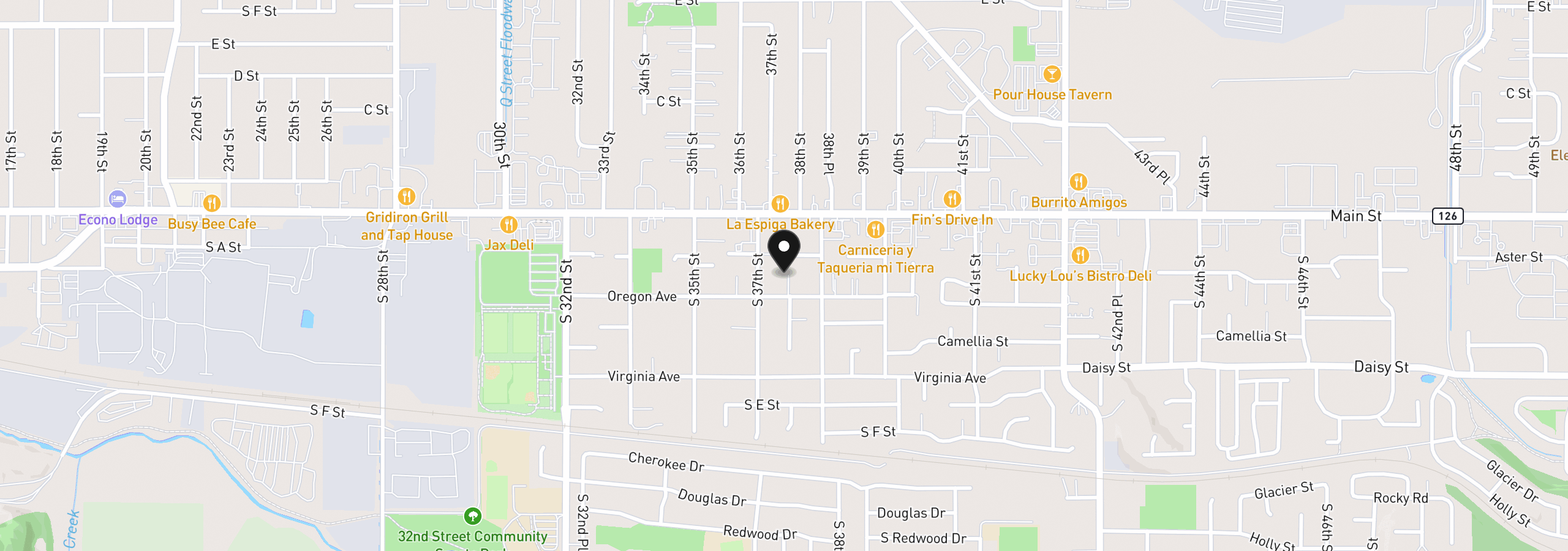 Map showing the location of 3768 Oregon Ave, Springfield, OR 97478