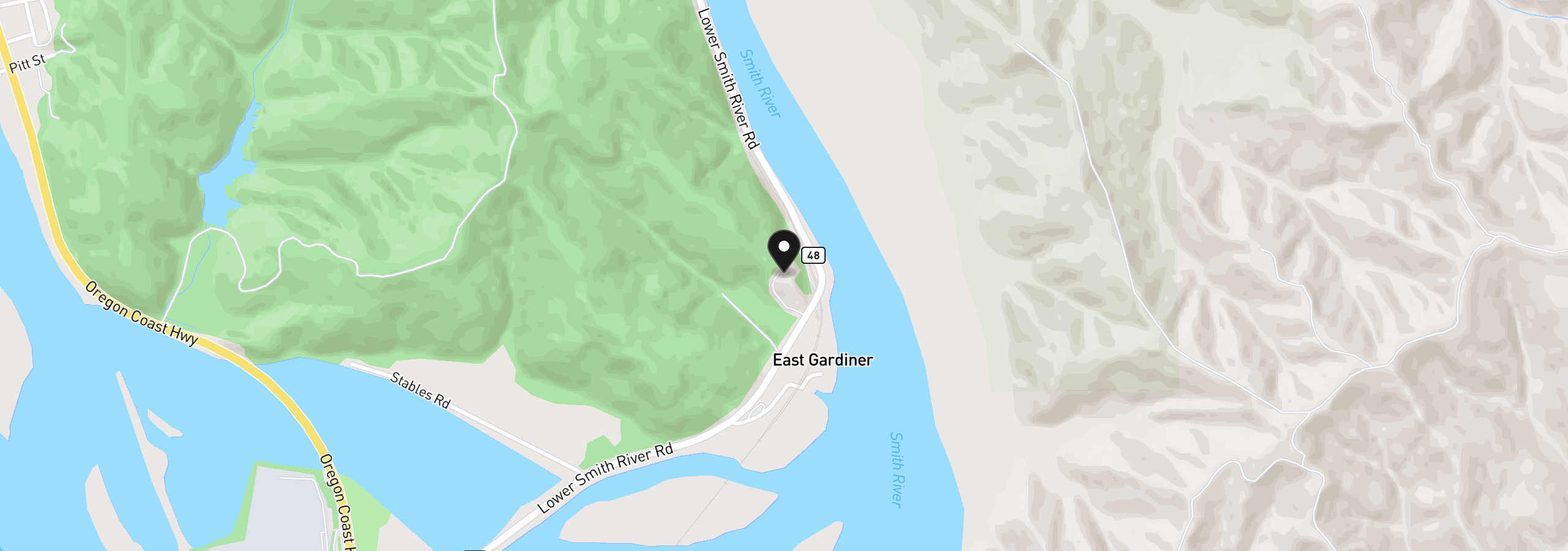 Map showing the location of 1124 Lower Smith River Rd, Reedsport, OR 97467