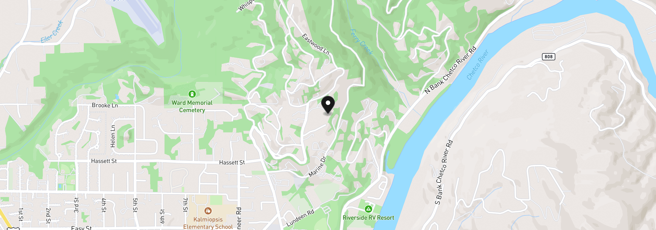 Map showing the location of Riviera Ct lot 5, Brookings, OR 97415