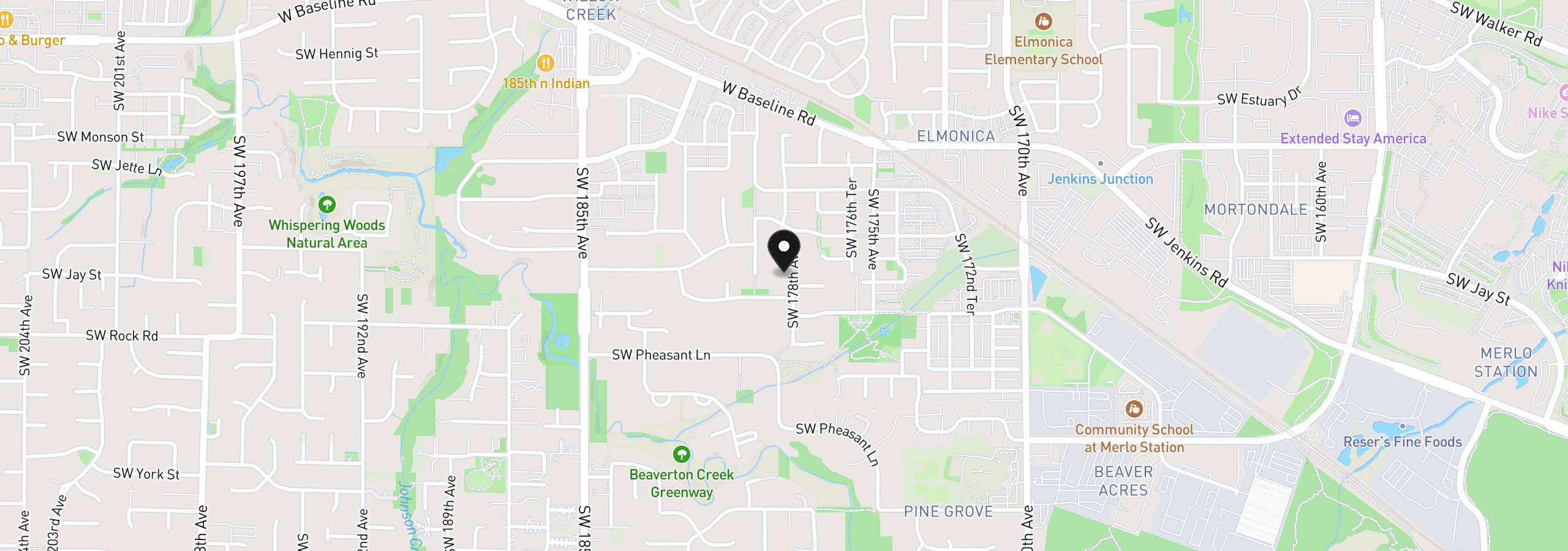 Map showing the location of 1435 SW 178th Ave, Beaverton, OR 97003