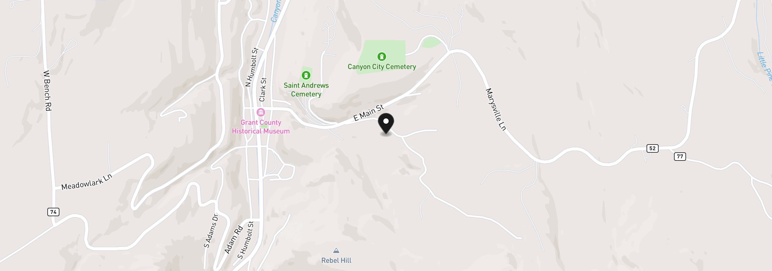 Map showing the location of 312 Edgewood Dr, Canyon City, OR 97820