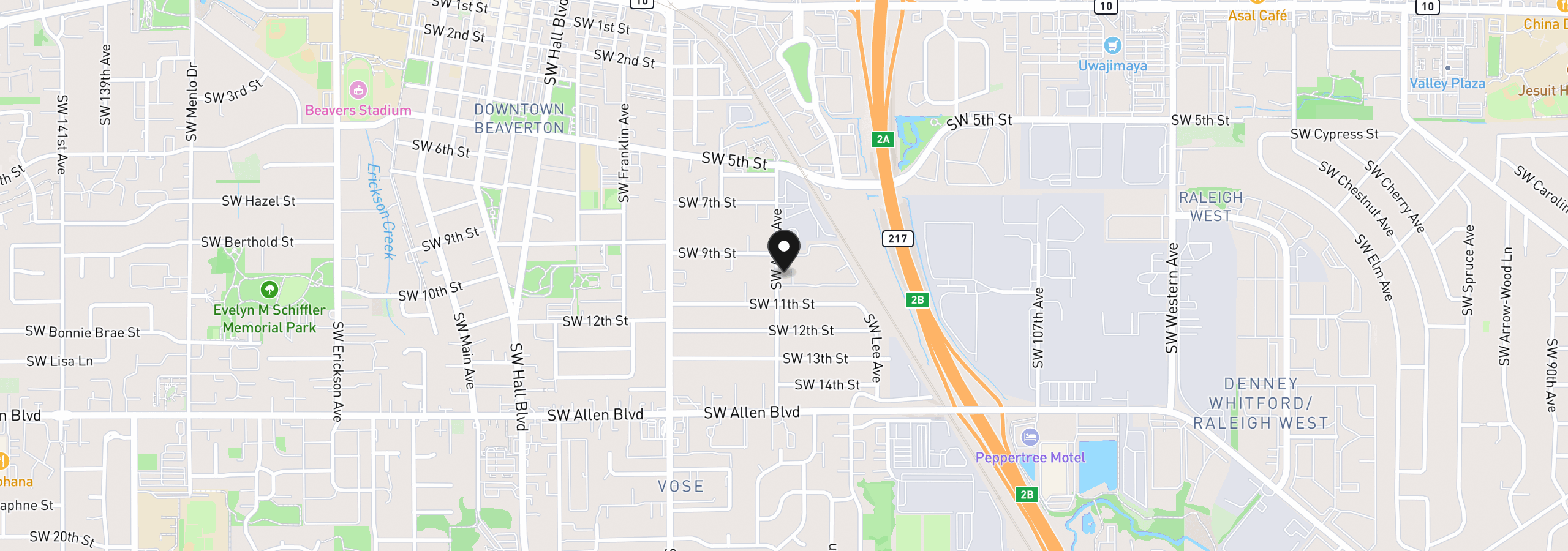 Map showing the location of 5488 SW Alger Ave 12, Beaverton, OR 97005