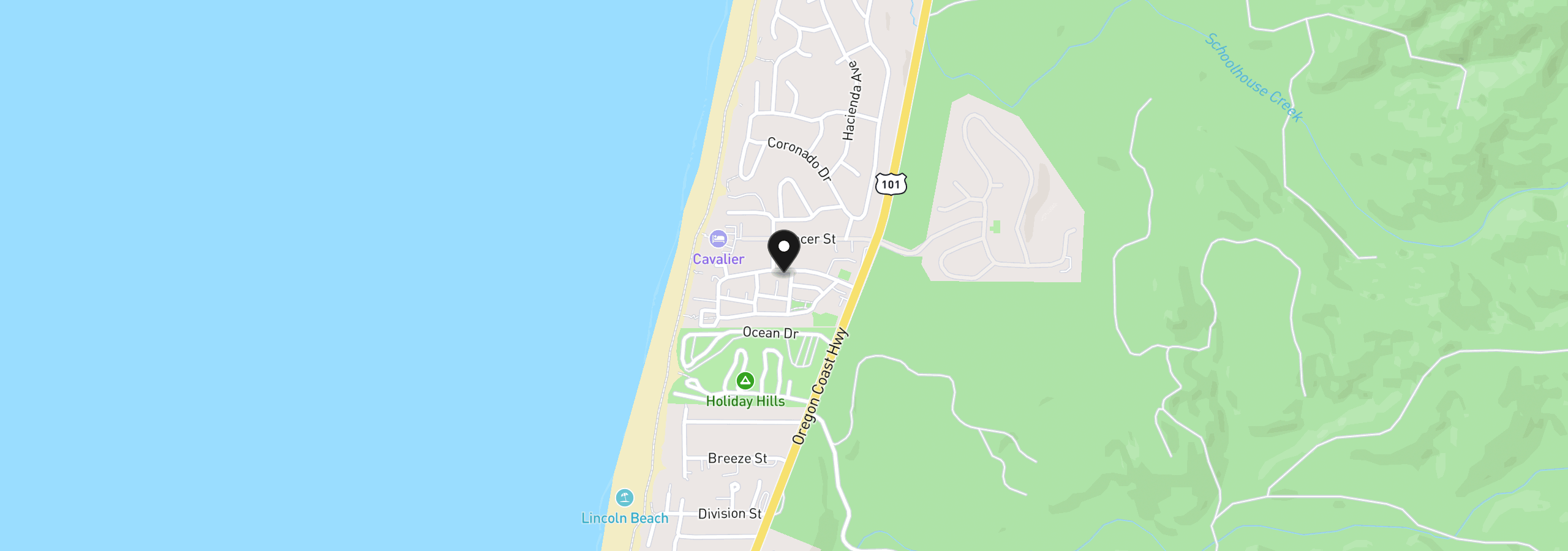 Map showing the location of 265 Bunchberry Way, Depoe Bay, OR 97341
