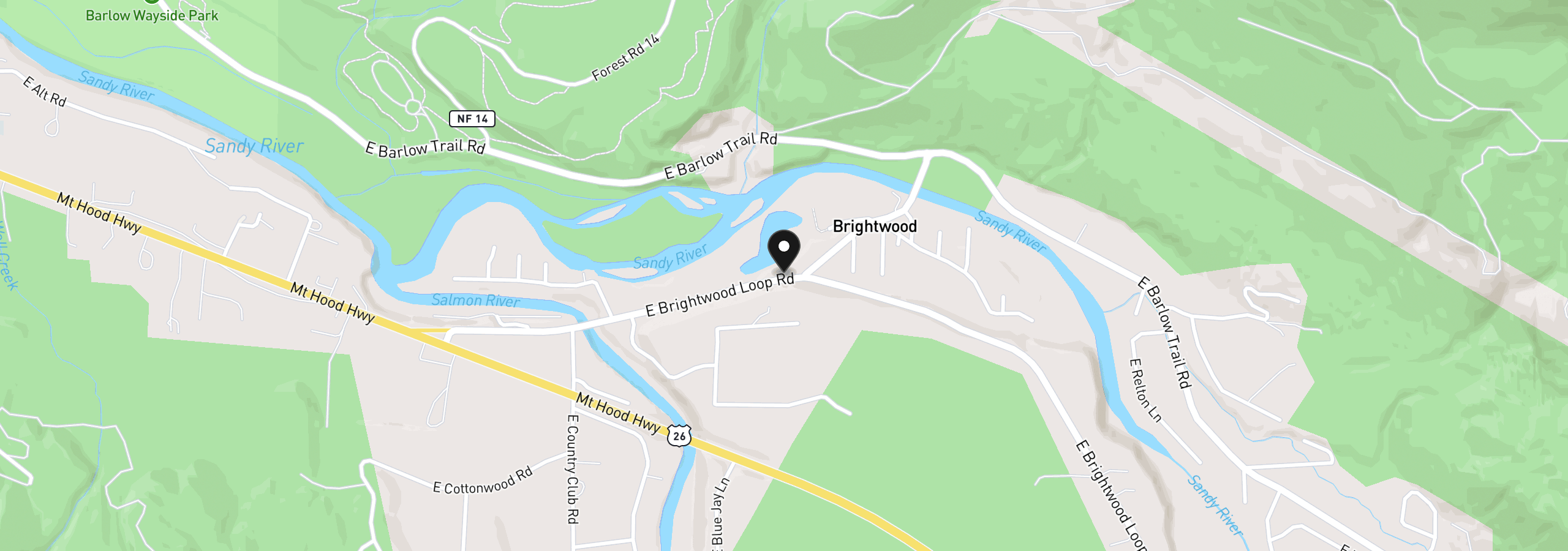 Map showing the location of 2 E Brightwood Loop Rd, Brightwood, OR 97011