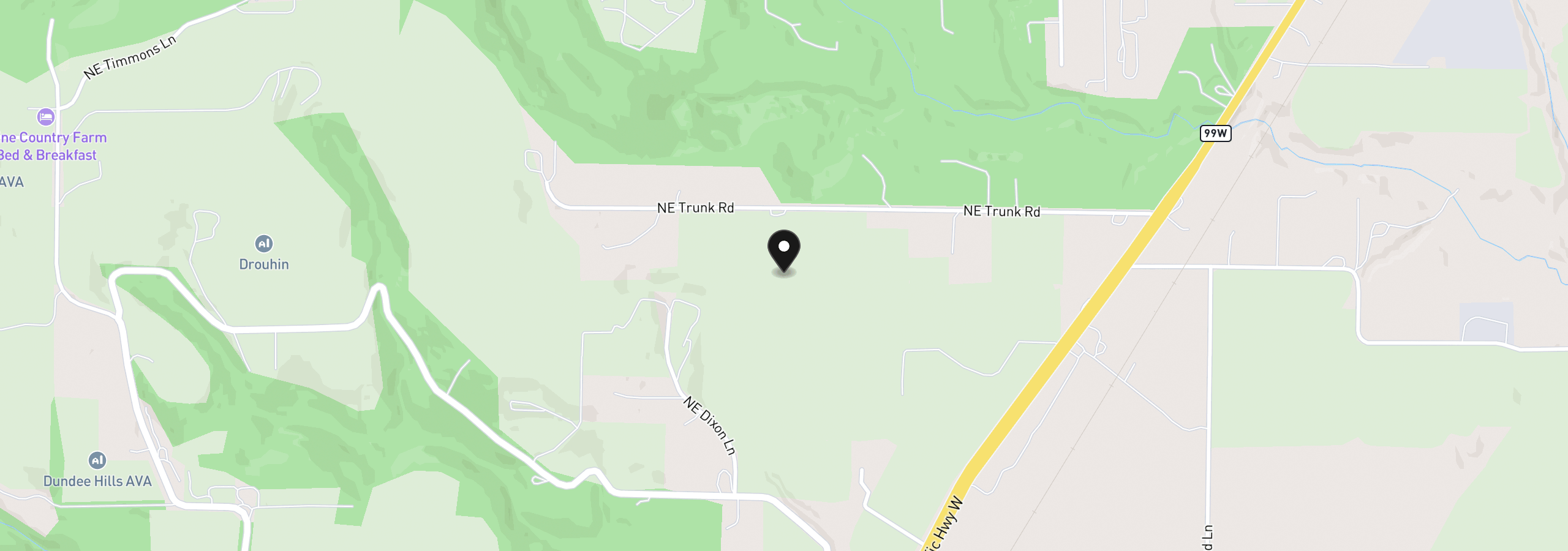 Map showing the location of 19350 NE Trunk Rd, Dundee, OR 97115