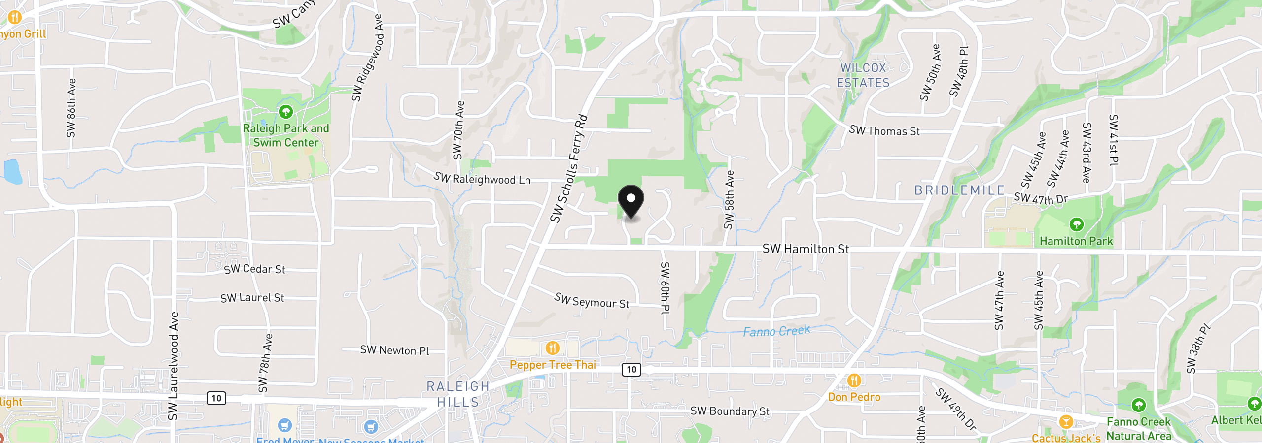 Map showing the location of 4414 SW Semler Way, Portland, OR 97221