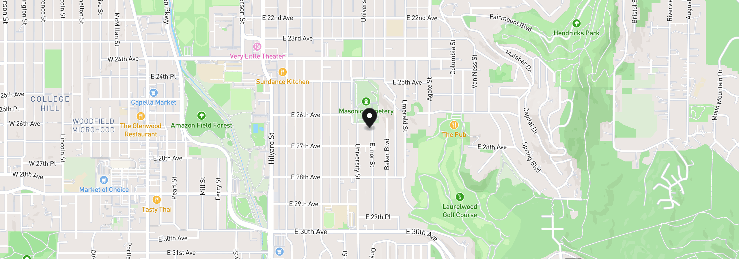 Map showing the location of 2630 Elinor St, Eugene, OR 97403