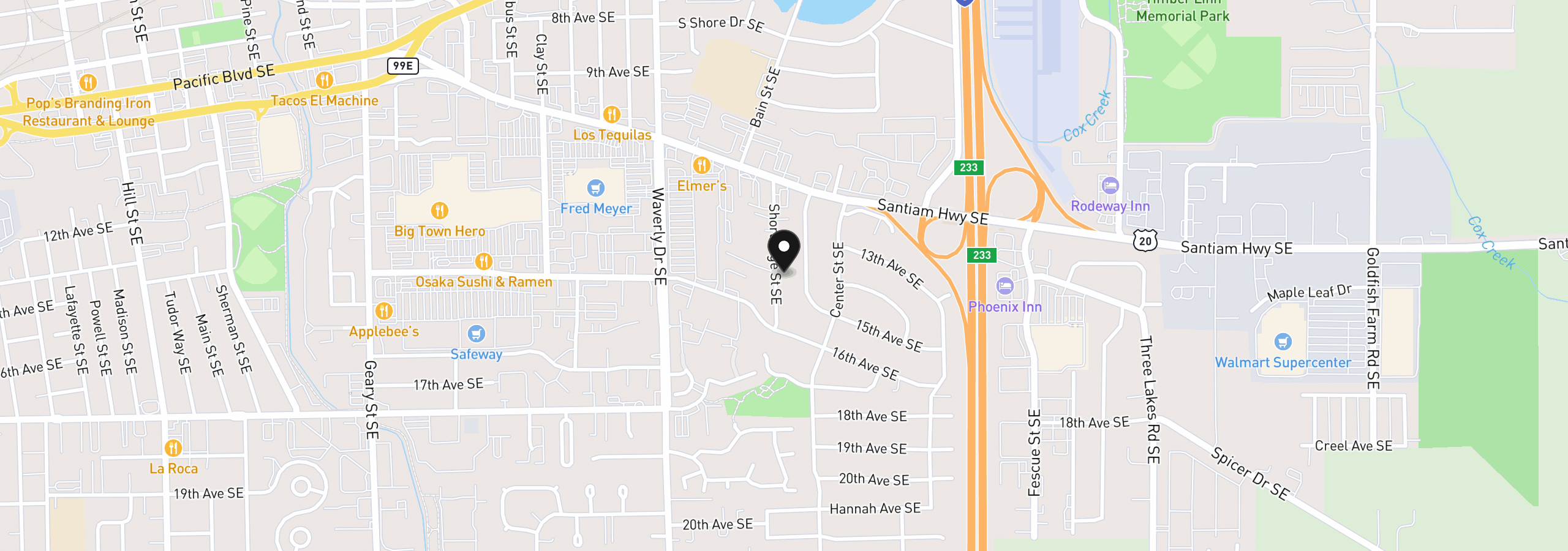 Map showing the location of 1405 SE Shortridge St, Albany, OR 97322