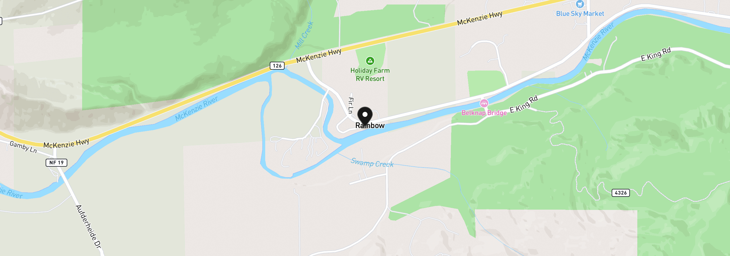 Map showing the location of 54444 McKenzie River Dr, Blue River, OR 97413