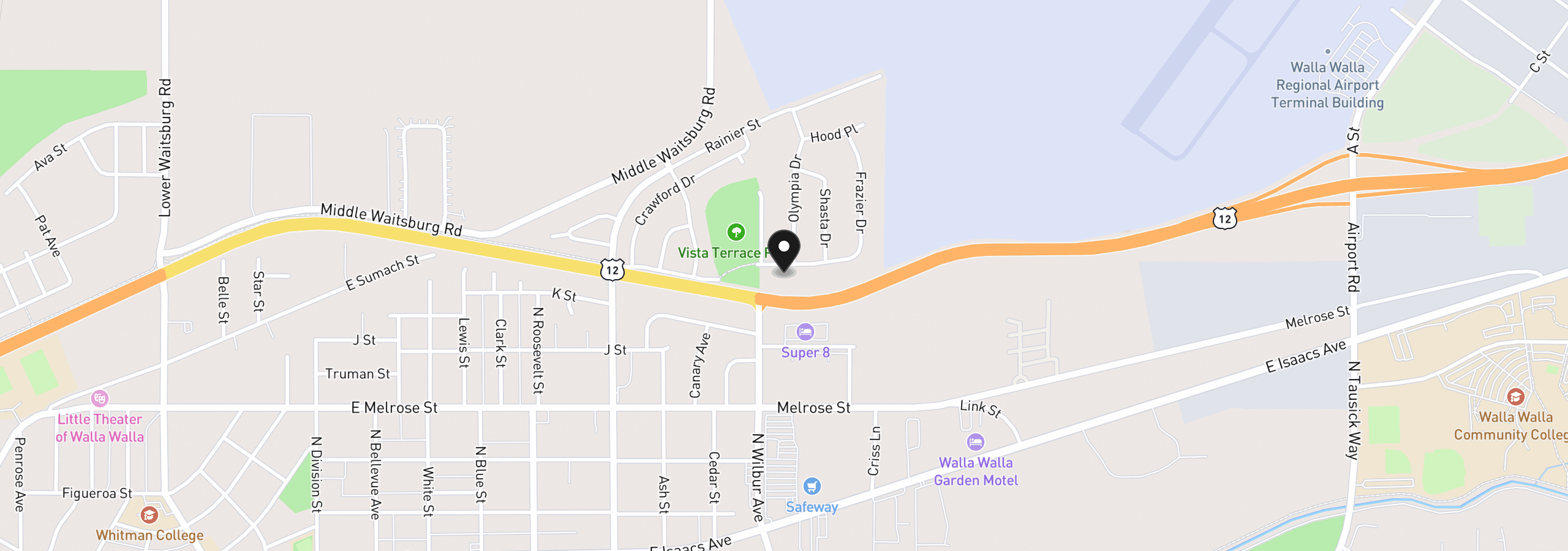 Map showing the location of 2314 Frazier Dr, Walla Walla, Wa 99362
