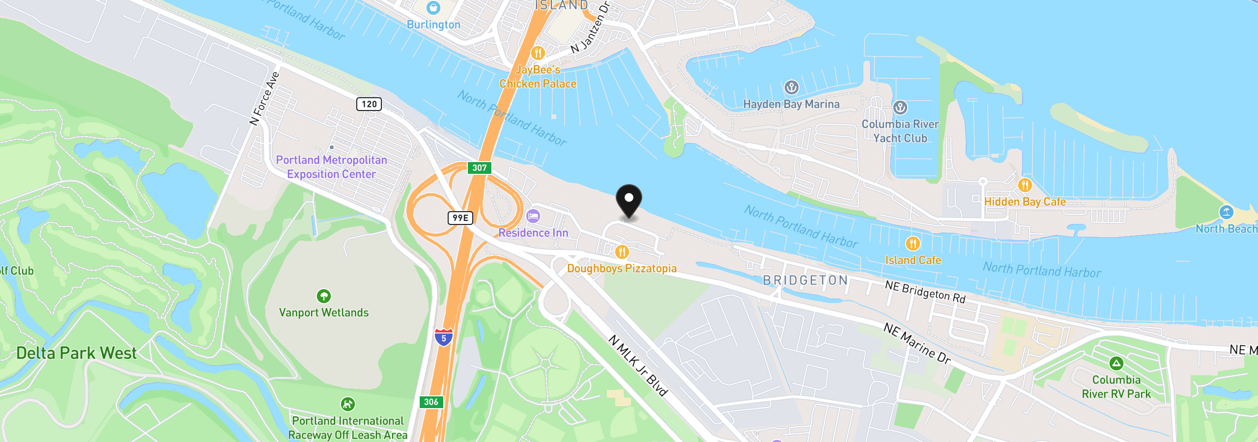 Map showing the location of 905 N Harbour Dr 8, Portland, OR 97217