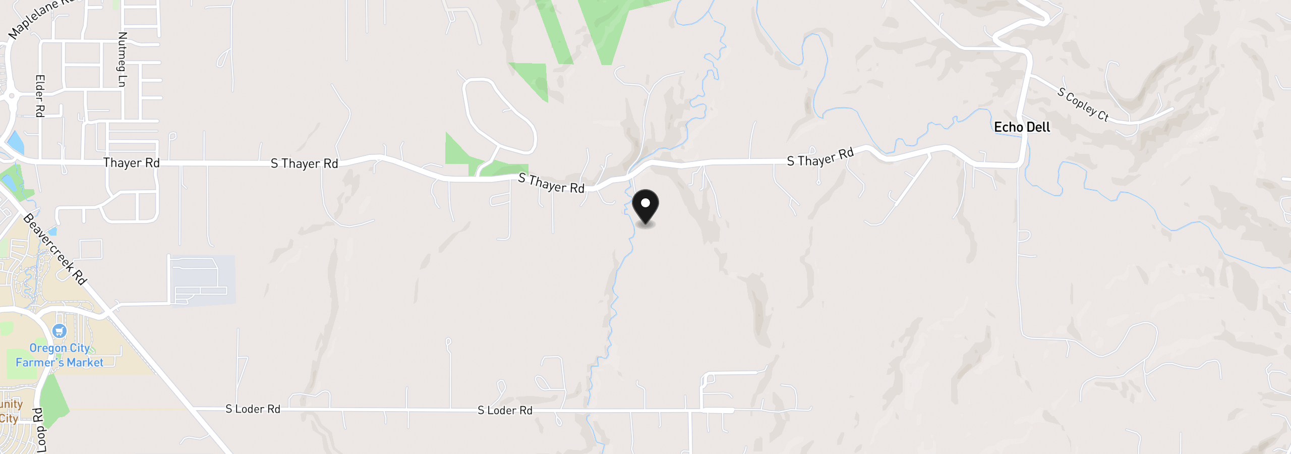 Map showing the location of 15684 Thayer Rd, Oregon City, OR 97045
