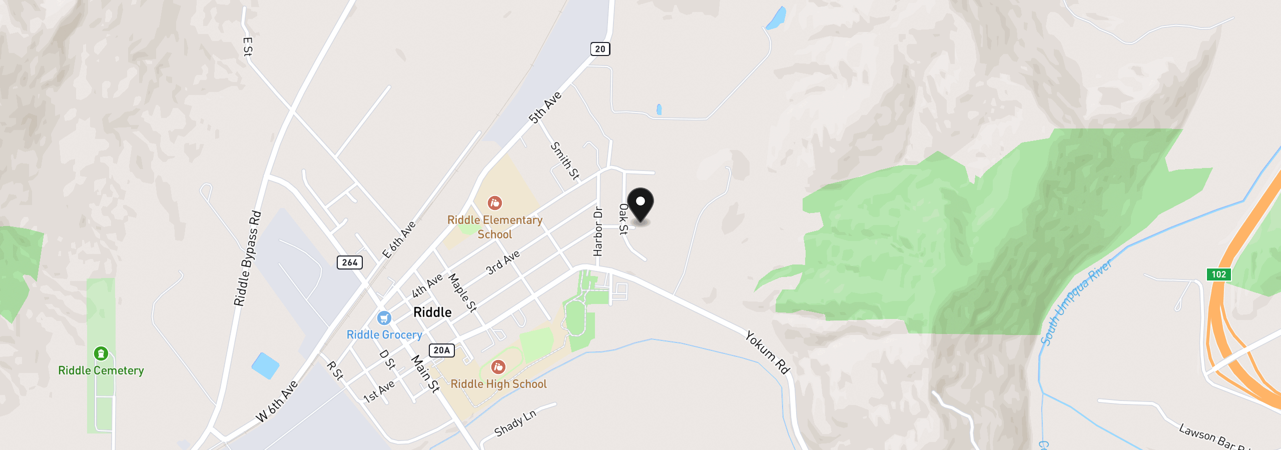 Map showing the location of 0 Cedar St 36, Riddle, OR 97469