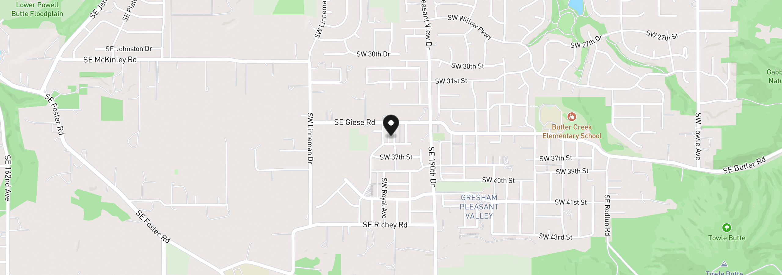 Map showing the location of 3559 SW Hartley Ave, Gresham, OR 97080
