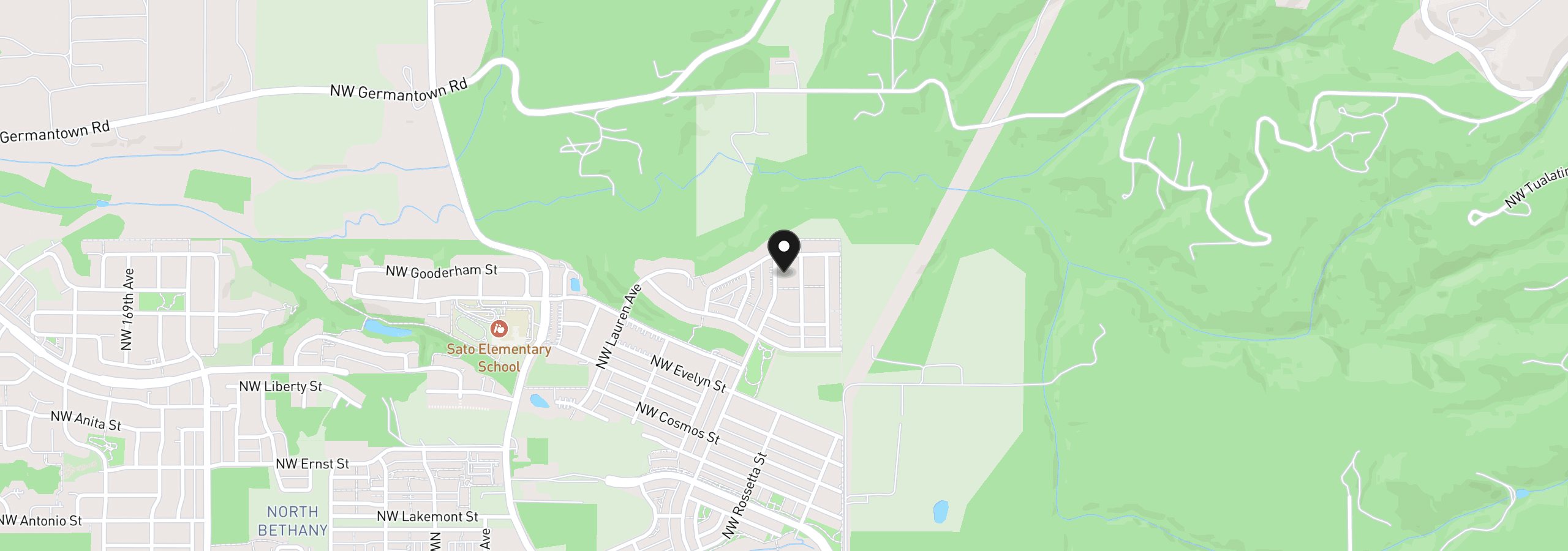 Map showing the location of 7876 NW Eleanor Ave, Portland, OR 97229