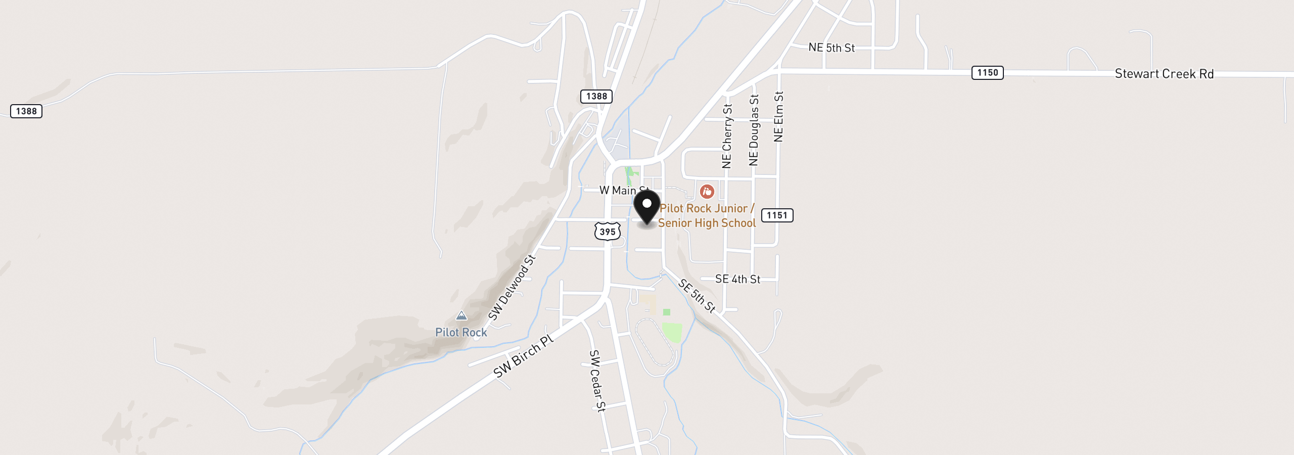 Map showing the location of 130 SW 2nd St, Pilot Rock, OR 97868
