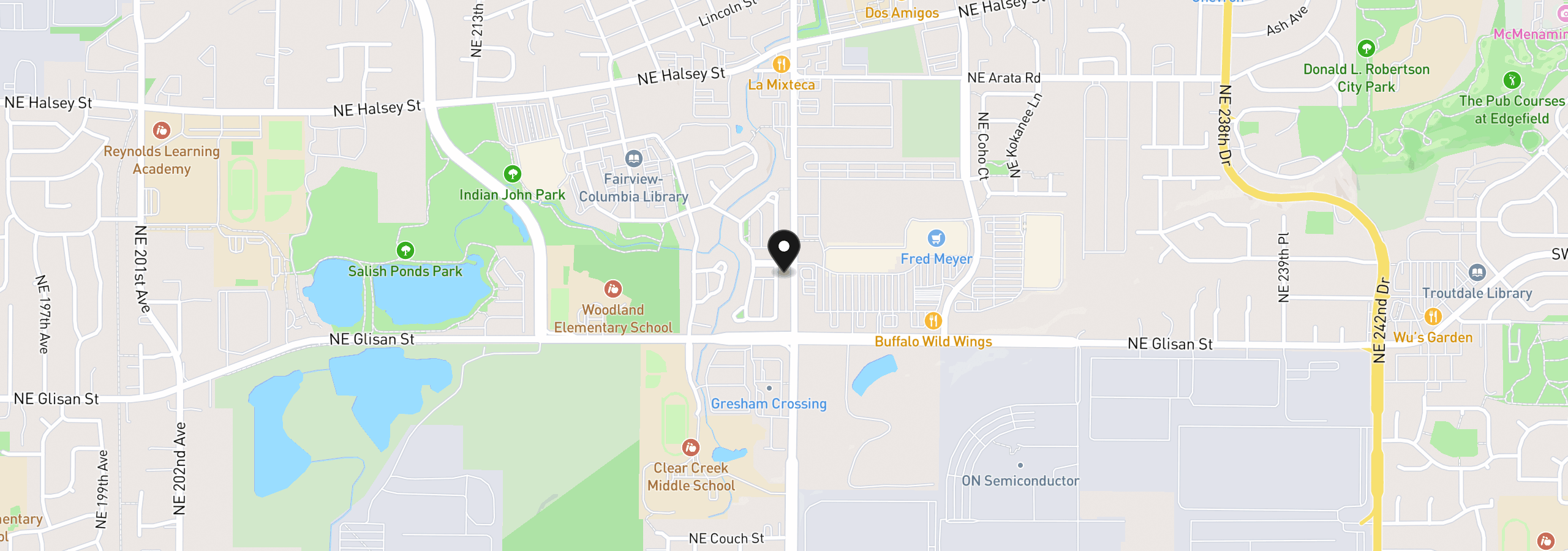Map showing the location of 724 NE Pacific Dr, Fairview, OR 97024