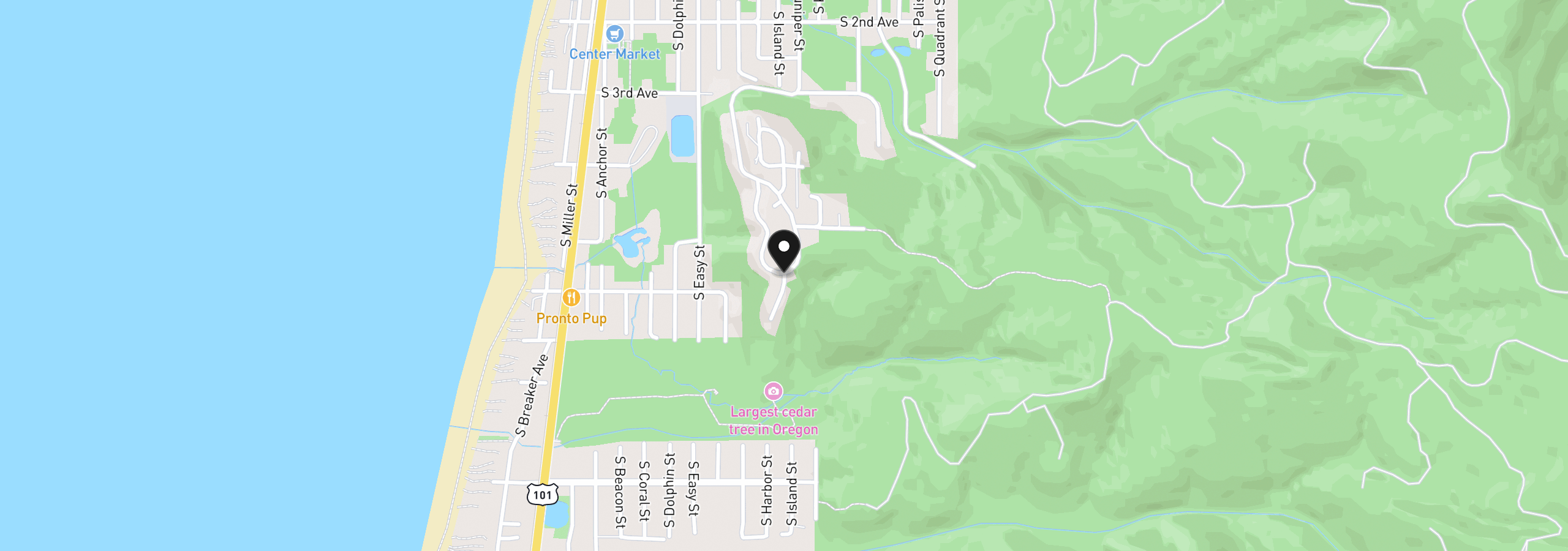 Map showing the location of 0 Pacific View Estates 70, Rockaway Beach, OR 97136