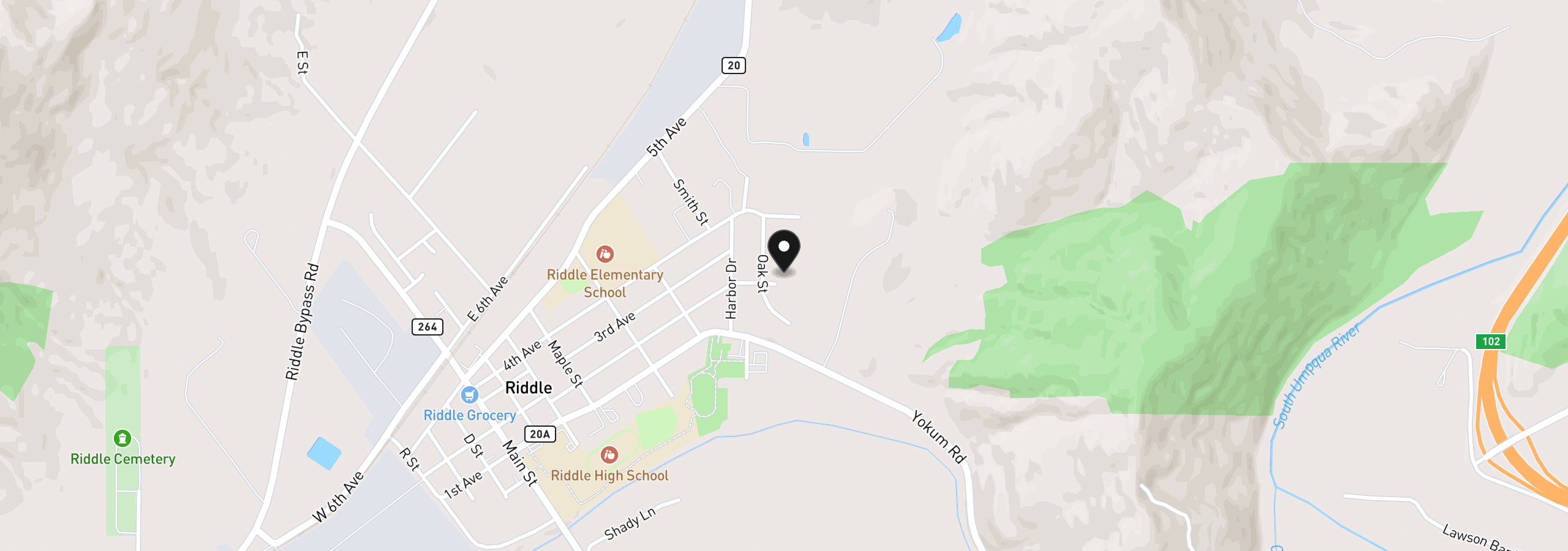 Map showing the location of 0 Cedar St 35, Riddle, OR 97469