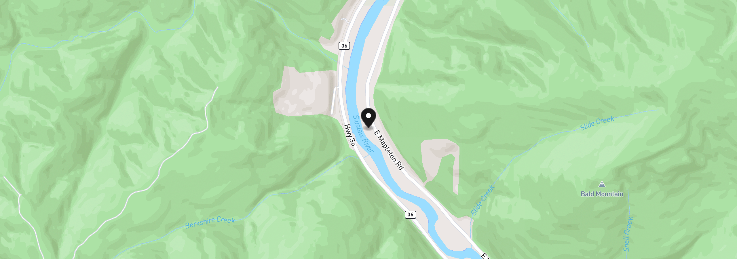 Map showing the location of 11445 E Mapleton Rd, Mapleton, OR 97453