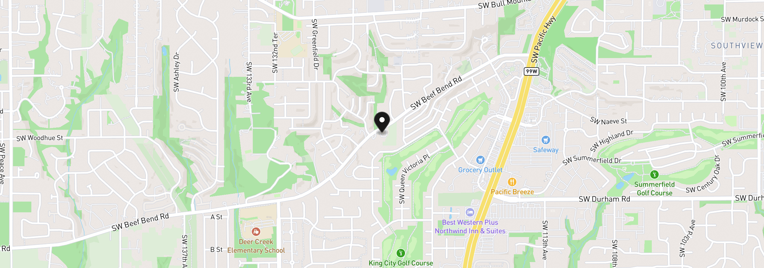 Map showing the location of 12400 SW Beef Bend Rd, Portland, OR 97224