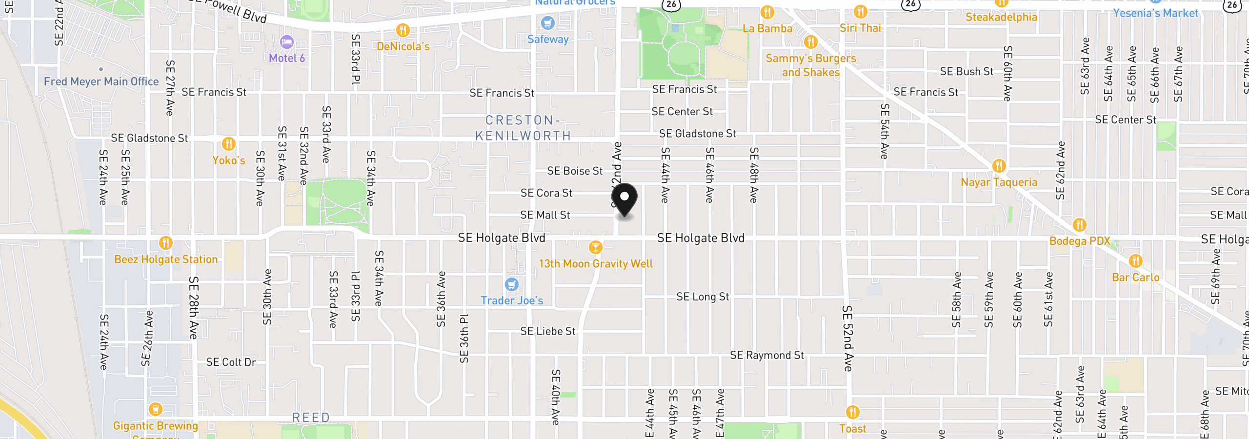Map showing the location of 4404 SE 42nd Ave, Portland, OR 97206