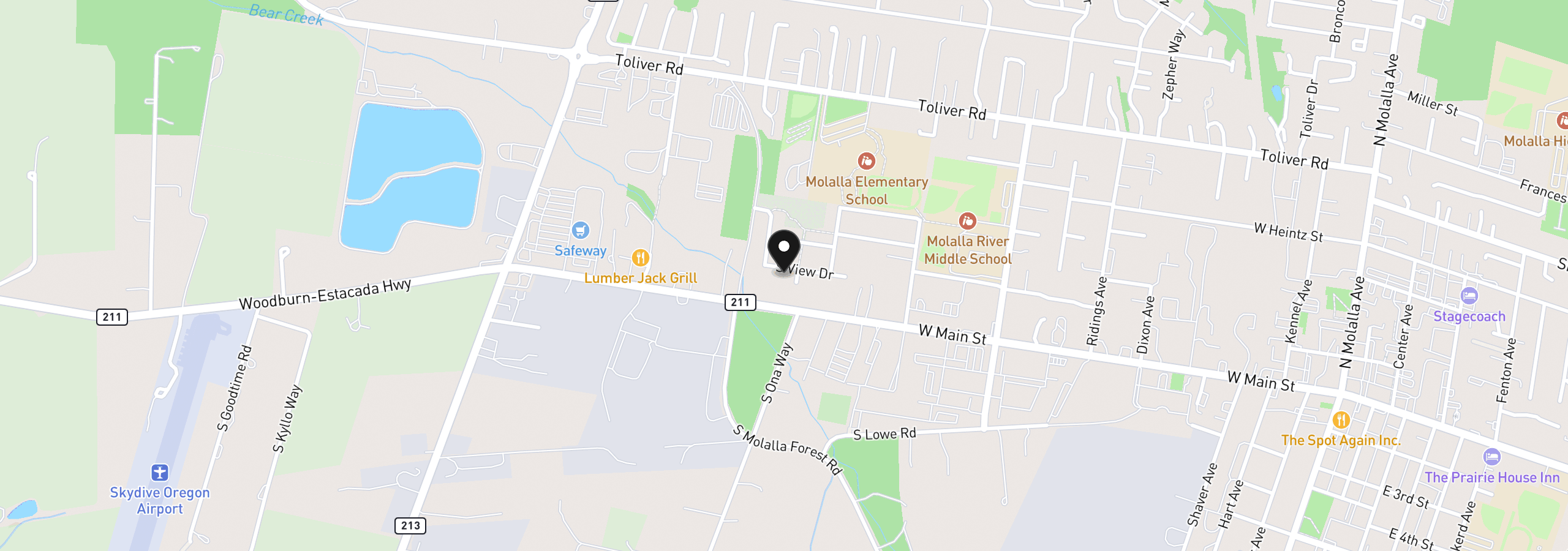 Map showing the location of 1006 S View Dr, Molalla, OR 97038