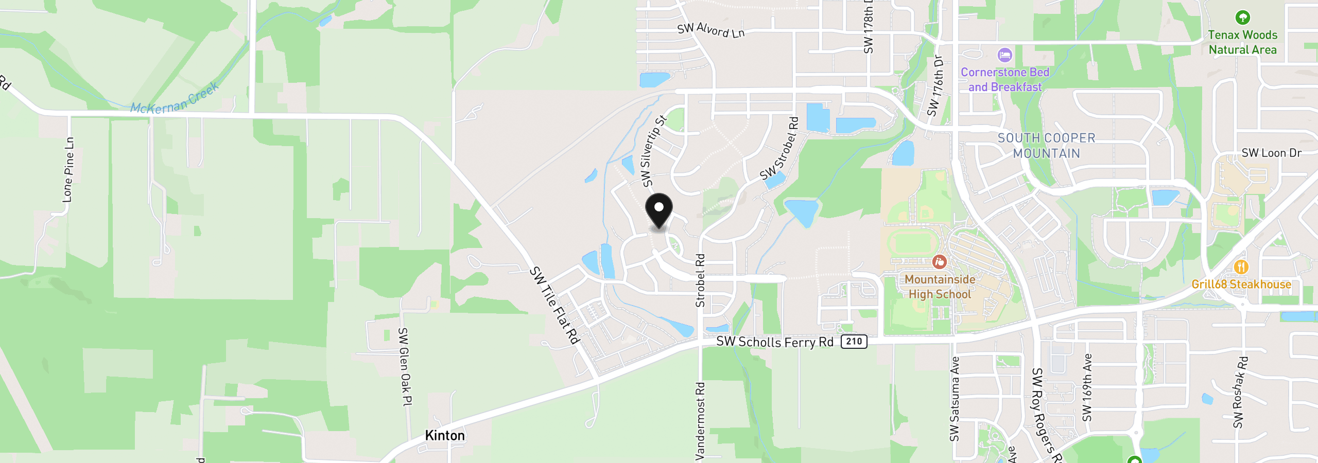 Map showing the location of 18670 SW Sugarloaf Ln, Beaverton, OR 97007