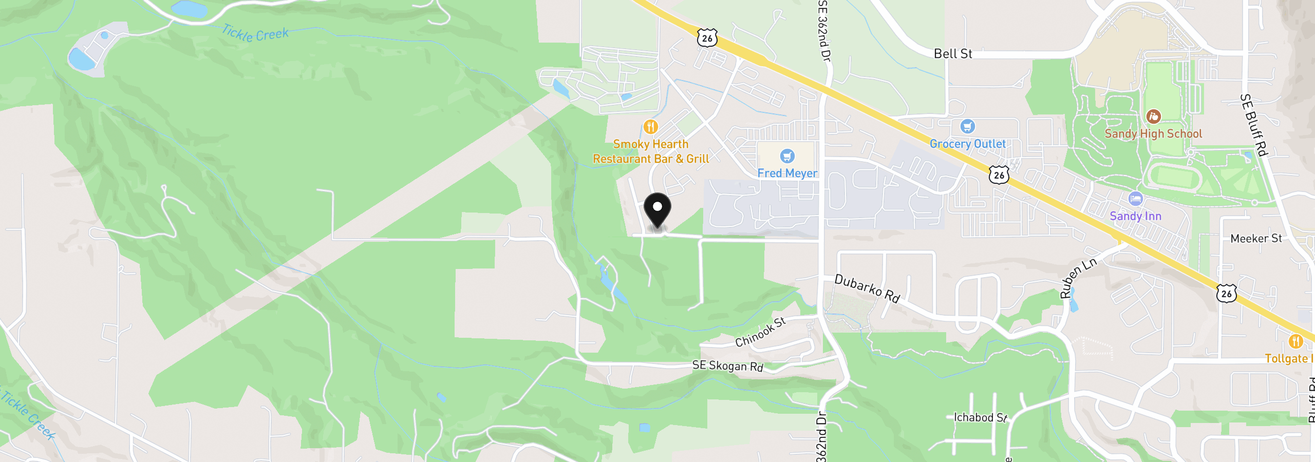 Map showing the location of 16855 Champion Way, Sandy, OR 97055