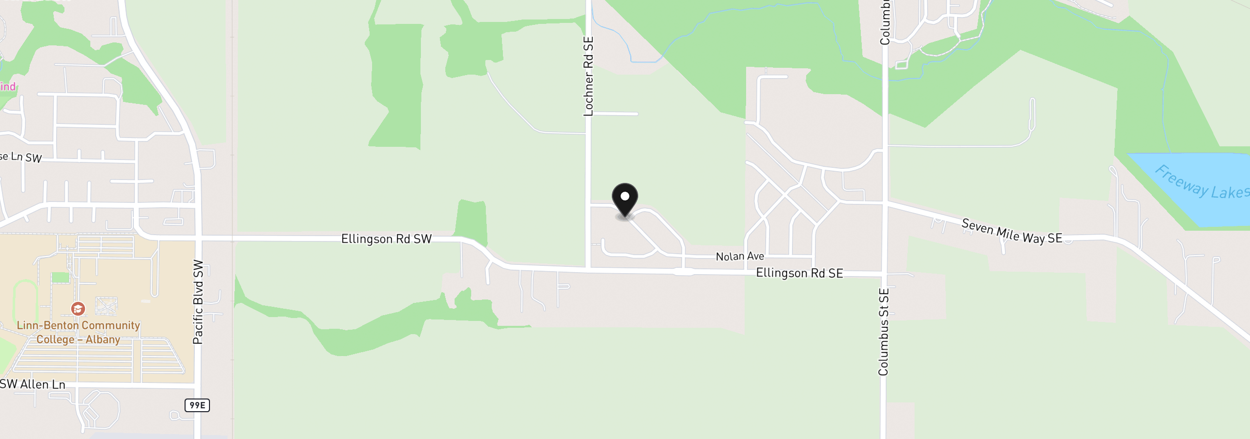 Map showing the location of 705 Clayton Ct SE, Albany, OR 97322