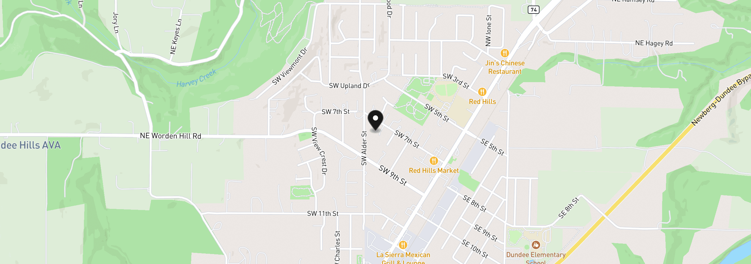 Map showing the location of 613 SW 7th St, Dundee, OR 97115
