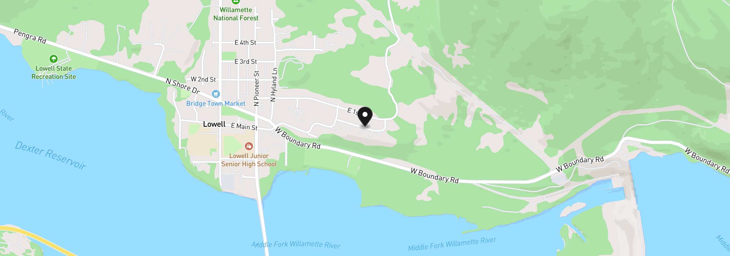 Map showing the location of Sunridge Ln 40, Lowell, OR 97452