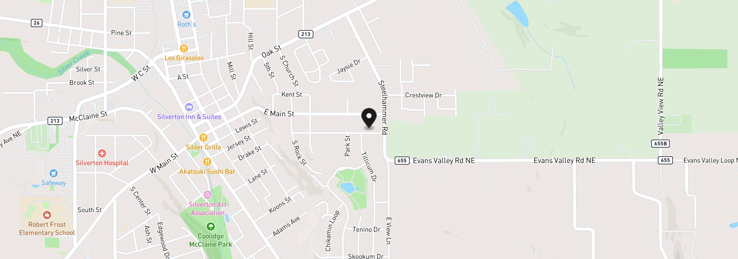 Map showing the location of 1255 Reserve St, Silverton, OR 97381