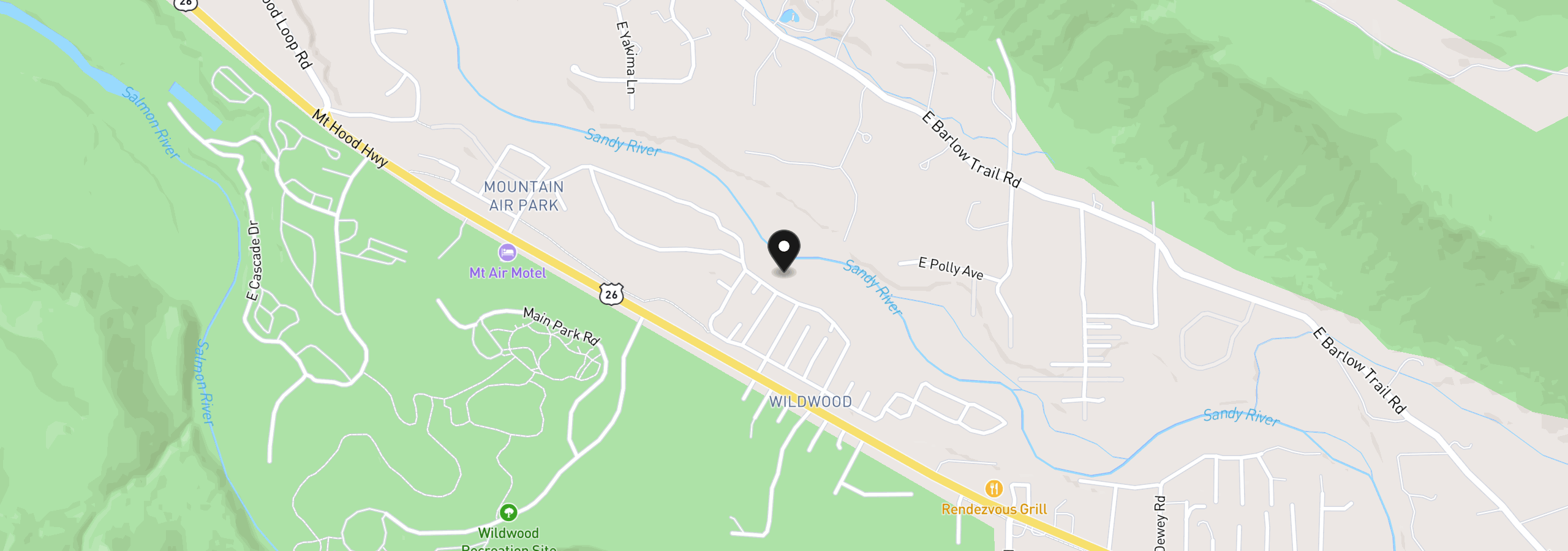 Map showing the location of 66295 E Mountain Air Dr, Welches, OR 97067