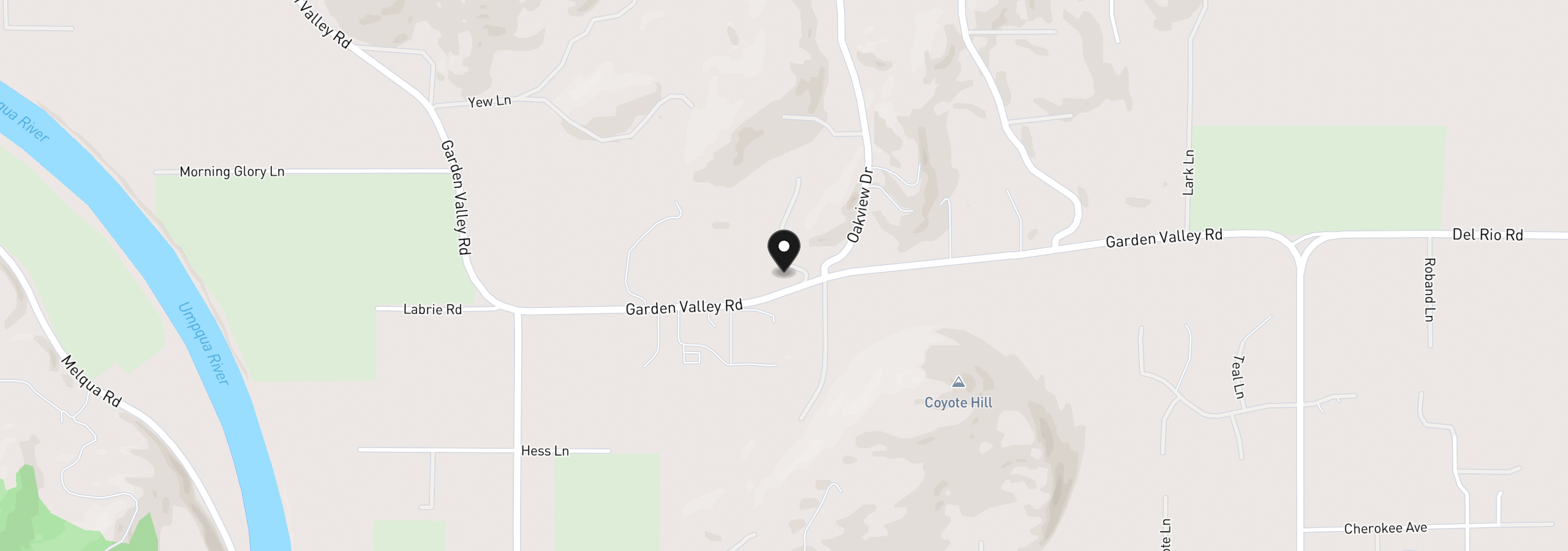 Map showing the location of 120 Fox Ln, Roseburg, OR 97471