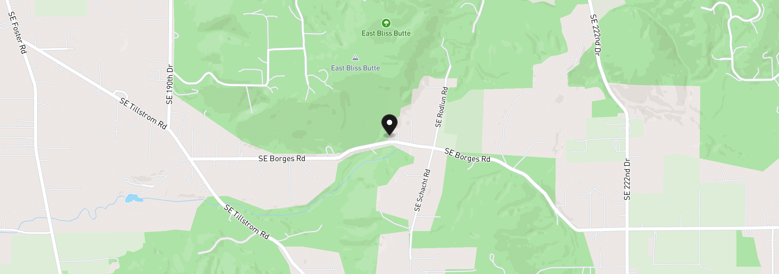 Map showing the location of 20595 SE Borges Rd, Damascus, OR 97089