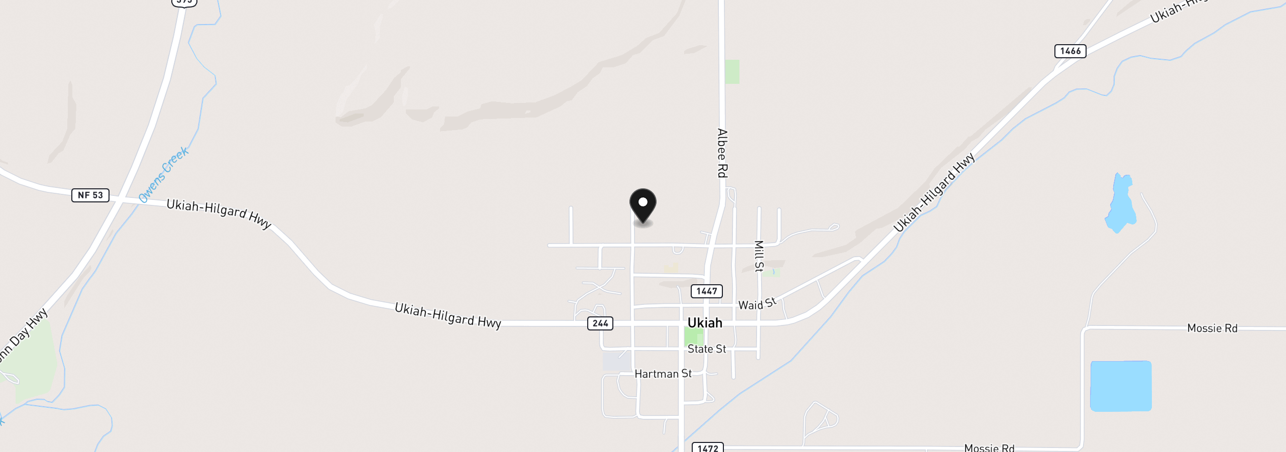 Map showing the location of 404 N Pendleton Ave, Ukiah, OR 97880
