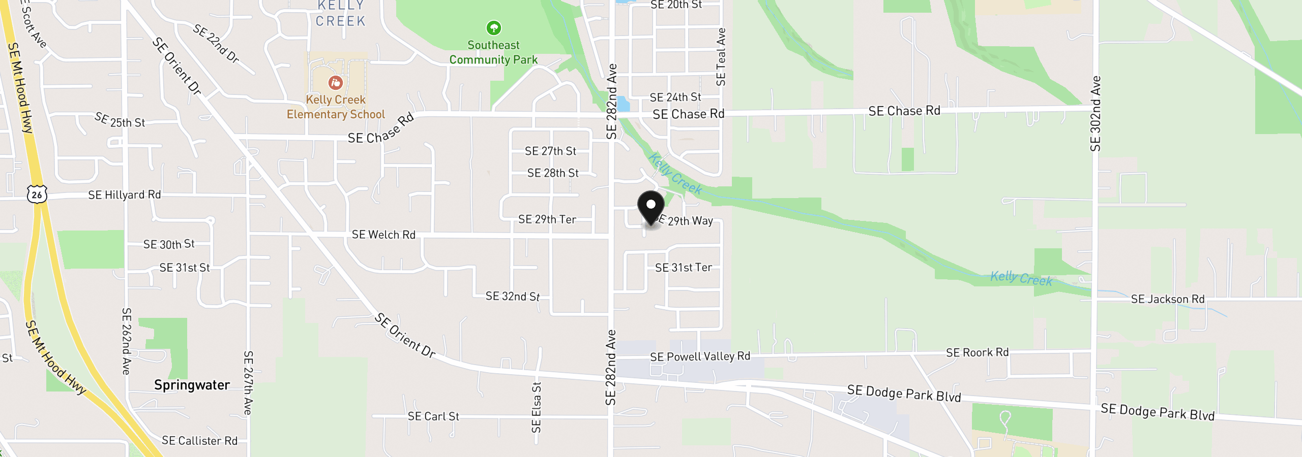Map showing the location of 2940 SE Pheasant Ave, Gresham, OR 97080